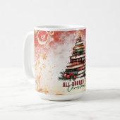クリスマスの本で埋め尽くされた陶器マグ コーヒーマグカップ (正面左)