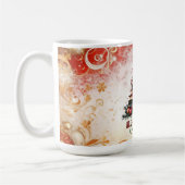 クリスマスの本で埋め尽くされた陶器マグ コーヒーマグカップ (左)