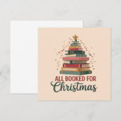 クリスマスの本のツリーの先生のための全て予約済み Xmas  招待状 (正面/裏面)