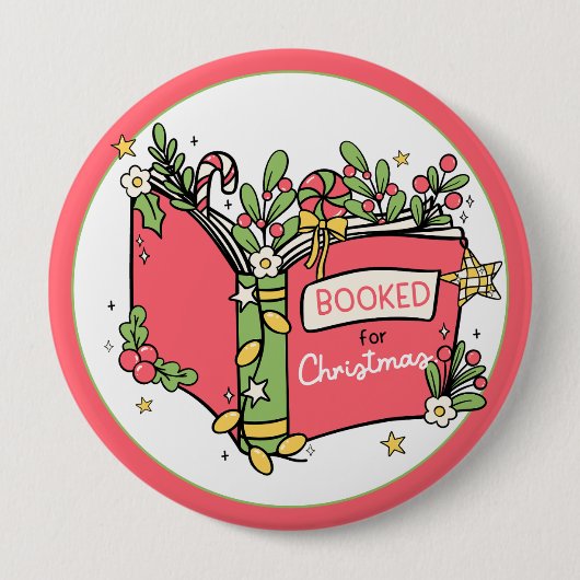 クリスマスの本の読み物 缶バッジ (正面)