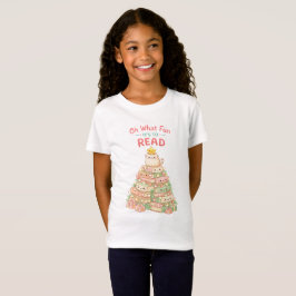 クリスマスの本を読むのが楽しい 可愛い猫 Tシャツ