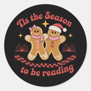 クリスマスの本を読む季節 学校  ラウンドシール