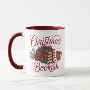 クリスマスの本好きな読書愛好家のためのブックワームXmas マグカップ