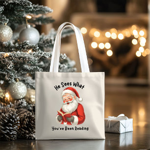 クリスマスの本好きのための「あなたの読書履歴がバレてる?」グッズ トートバッグ