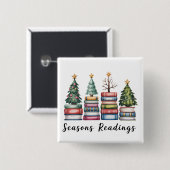 クリスマスの本好きの先生 読書の季節 クリスマス 缶バッジ (正面&裏面)