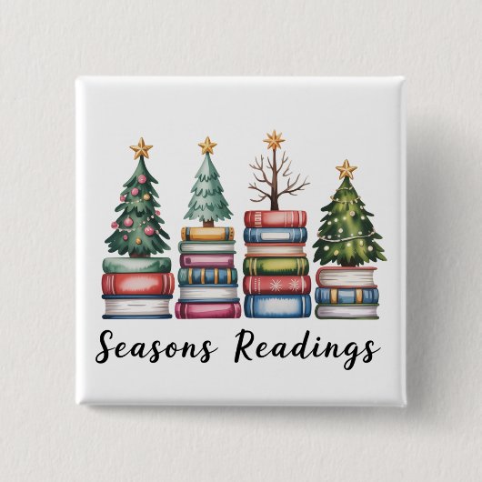 クリスマスの本好きの先生 読書の季節 クリスマス 缶バッジ (正面)