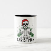 クリスマスの本好き  ツートーンマグカップ (中央)