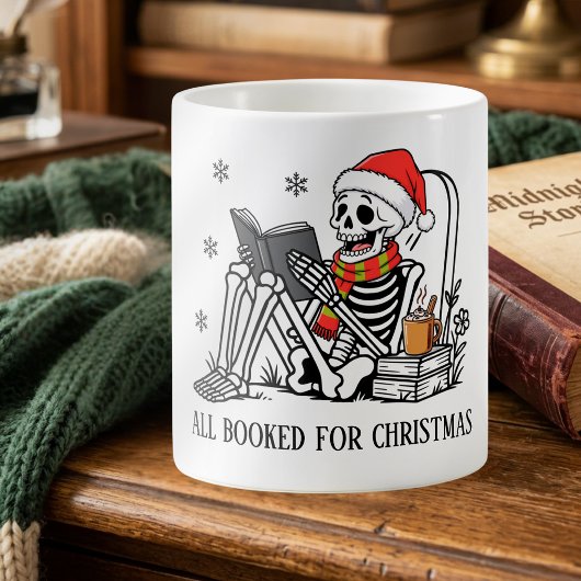 クリスマスの本読みスケルトンのユーモア コーヒーマグカップ