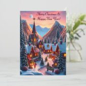 クリスマスの村と山の教会 シーズンカード (スタンド正面)