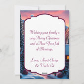 クリスマスの村と山の教会 シーズンカード (裏面)