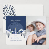 クリスマスの村の写真の休日カード 招待状 (正面/裏面)