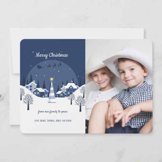 クリスマスの村の写真の休日カード 招待状 (正面)