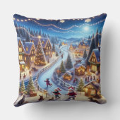 クリスマスの村の冬の夜 クッション (裏面)