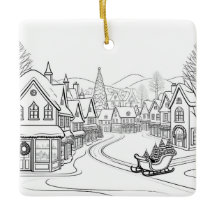 クリスマスの村の雪景色 オーダーメイド