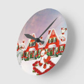 クリスマスの村 ラウンド壁時計 (傾斜)