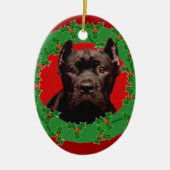 クリスマスの杖のCorso犬 セラミックオーナメント (正面)