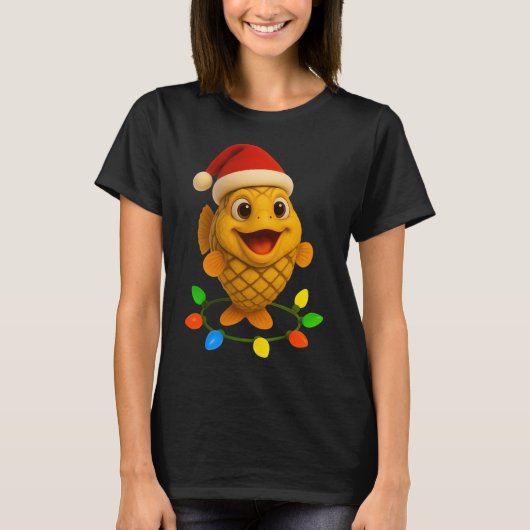 クリスマスの松かさの魚 Tシャツ (正面)