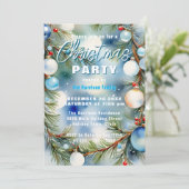 クリスマスの松とオーナメントの祭りのお祝い 招待状 (スタンド正面)