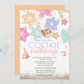 クリスマスの松の木のジンジャーブレッドクッキーの星 招待状 (正面/裏面)