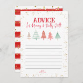 クリスマスの松の木、赤ちゃんのお披露目会での親へのアドバイス ノートカード (正面/裏面)