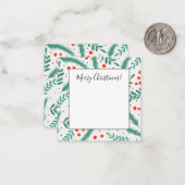 クリスマスの松の枝とホリーバerry ノートカード (正面/裏面インサイチュ)