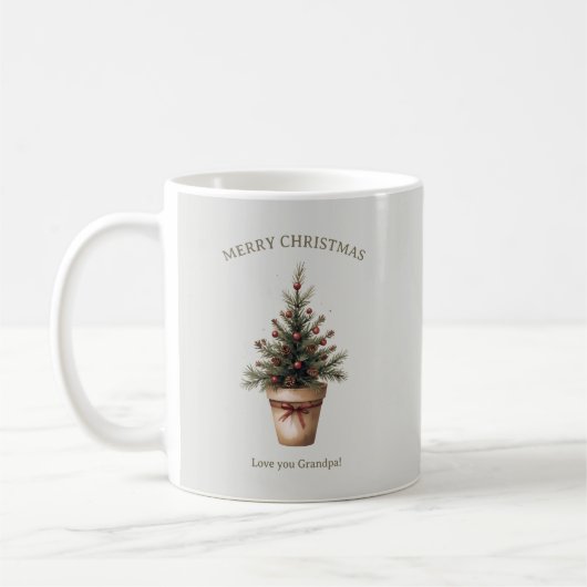 クリスマスの松ぼっくりツリー  rustic holiday custom コーヒーマグカップ (左)
