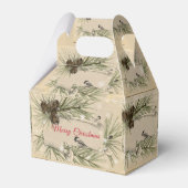 クリスマスの松ぼっくり 雪の結晶 鳥 フェイバーボックス (正面サイド)