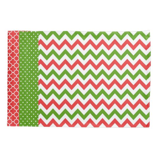 クリスマスの枕箱の赤いおよび緑パターン 枕カバー (裏面)