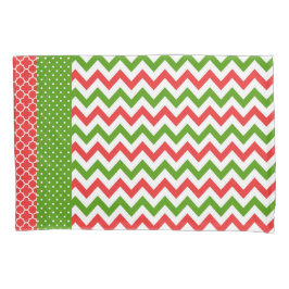 クリスマスの枕箱の赤いおよび緑パターン 枕カバー