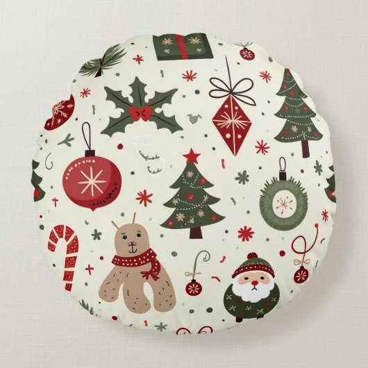 クリスマスの枕 ラウンドクッション (正面)