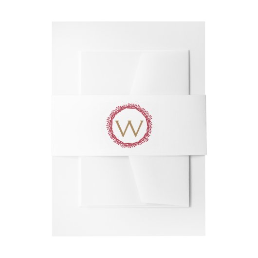 クリスマスの果実のリースのモノグラムの腹バンド 招待状ベリーバンド (正面例)