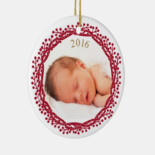 クリスマスの果実のリースの写真のオーナメント セラミックオーナメント (右)