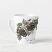 クリスマスの枝と松ぼっくり カフェラテマグ (左アングル)