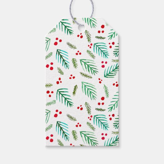 クリスマスの枝と果実 ギフトタグ (正面)