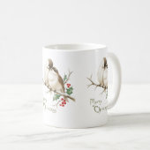 クリスマスの枝にとまるスズメ コーヒーマグカップ (正面右)