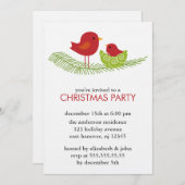 クリスマスの枝に鳥が咲くパーティの招待状 招待状 (正面/裏面)