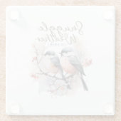 クリスマスの枝に鳥が寄り添う天気はここにいる ガラスコースター (裏面)