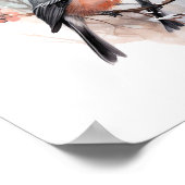 クリスマスの枝に鳥が寄り添う天気はここにいる ポスター (角)