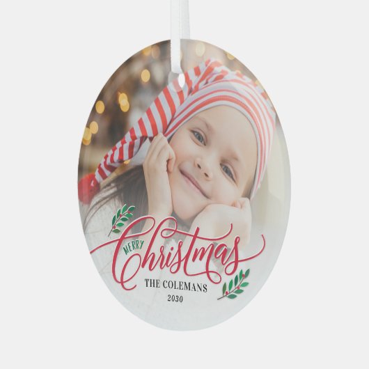 クリスマスの枝カスタムの写真クリスマスオーナメント ガラスオーナメント (正面左)