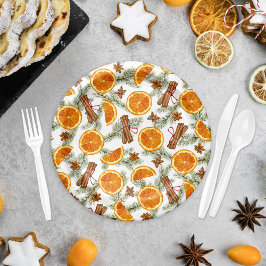クリスマスの柑橘とスパイスの休日 ペーパープレート