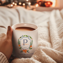 クリスマスの柑橘類の植物をモチーフにしたフラワー柄 | ホリデーフォト コーヒーマグカップ