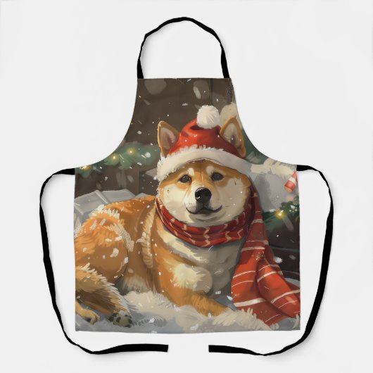 クリスマスの柴犬 エプロン (正面)