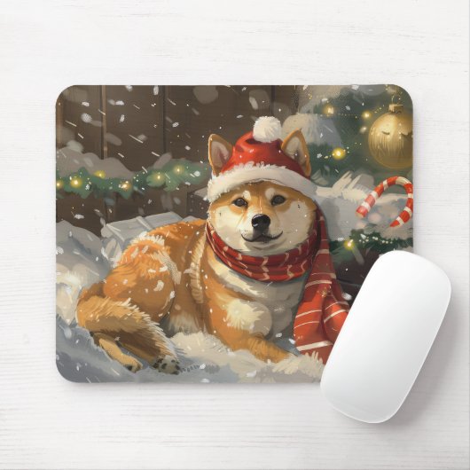 クリスマスの柴犬 マウスパッド (マウス)