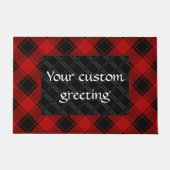 クリスマスの格子模様（赤と黒） ドアマット (正面)