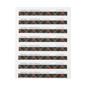 クリスマスの格子縞の差出人住所ラベル ラップアラウンドラベル (シート)