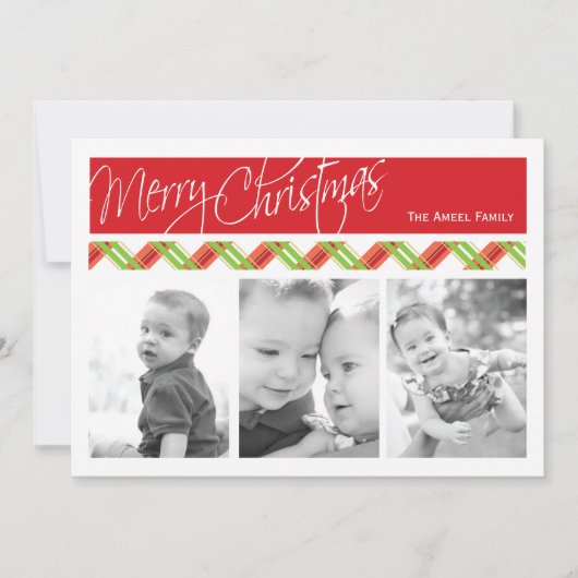 クリスマスの格子縞|の休日3の写真カード シーズンカード (正面)