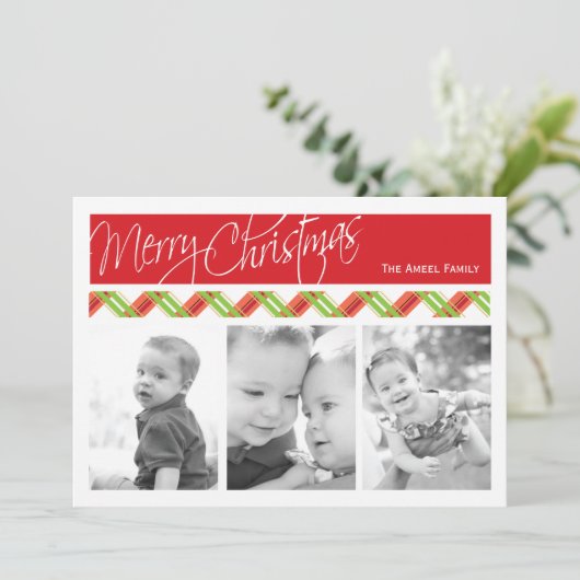 クリスマスの格子縞|の休日3の写真カード シーズンカード (スタンド正面)