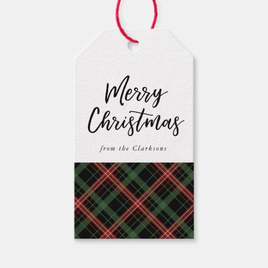 クリスマスの格子縞、クリスマスのギフトのラベル ギフトタグ (正面)