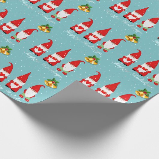 クリスマスの格言とベルのライトブルー ラッピングペーパー (角)