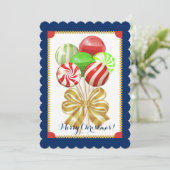 クリスマスの棒つきキャンデーキャンデーの砂糖菓子の弓 シーズンカード (スタンド正面)